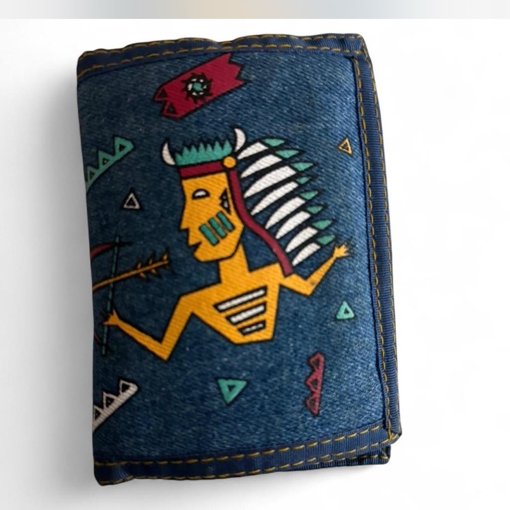 Colorful Tribal Print Denim Wallet